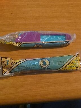 1989 Vintage McDonald's Camp McDonaldland 3 Fry Kids Utensils Plastic Silverware